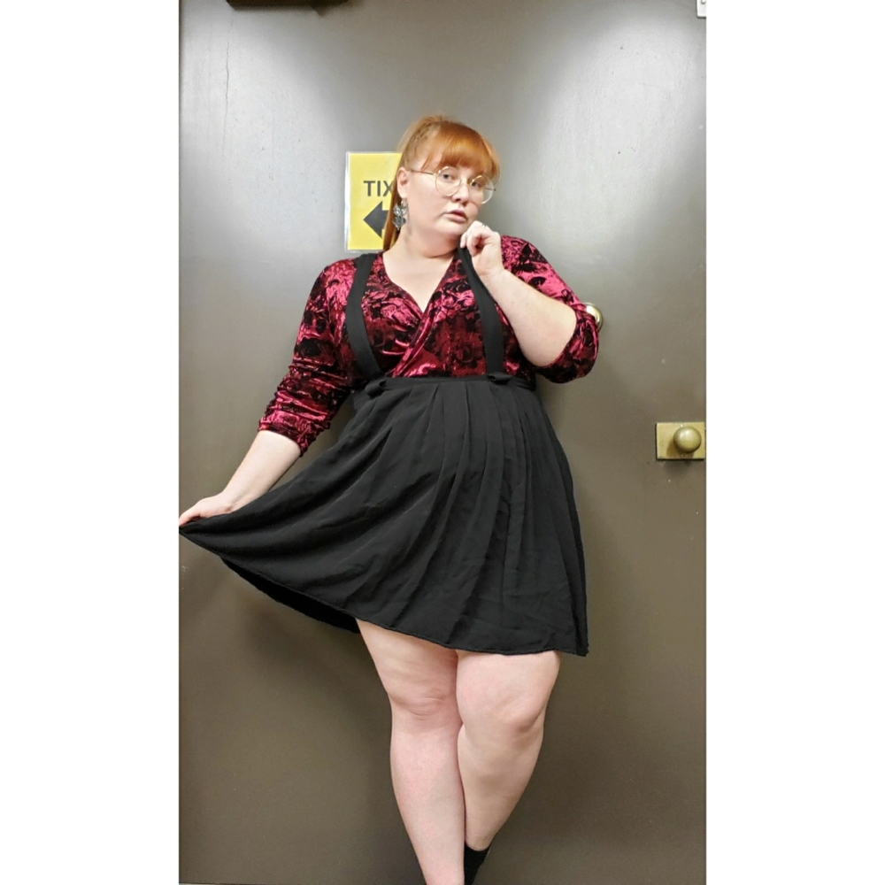 SOLD Modcloth Burgandy Velvet Floral Bodysuit